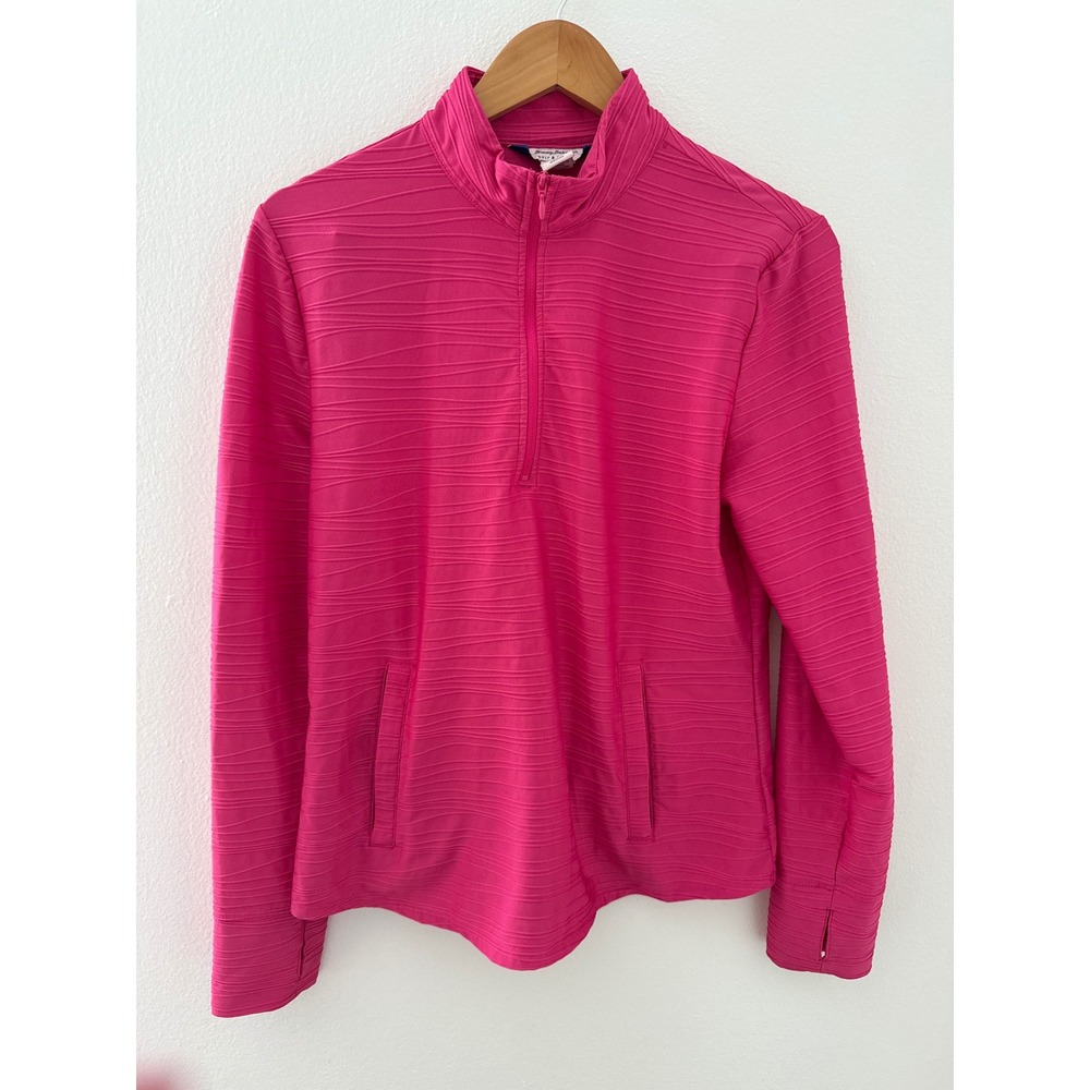 Tommy Bahama Women's Pink Jacket Size L Textured with Thumb Holes Golf Tennis